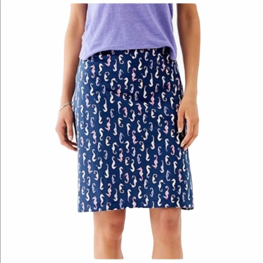 J.Jill Seahorse Print Pocketed A-line Skirt S